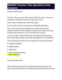 NBHWC Practice Test Questions and Answers