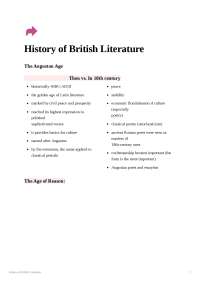 The Augustan Age in British Literature: A Historical and Cultural Overview