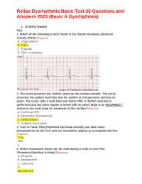Relias Dysrhythmia Basic Test 35 Questions and Answers 2023 (Basic A Dysrhythmia) -