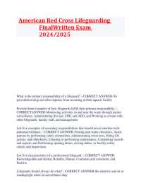 LIFEGUARD REDCROSS STUDY GUIDE QUESTIONS & ANSWERS LATEST 2023/2024