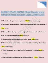 BARBER STATE BOARD EXAM Questions and Answers Verified by Expert Latest Updates 2024