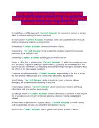 Human Resource Management Examination alongside the correct responses to the question