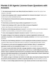 Florida 2-20 Agents License Exam Questions with Answers