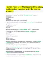 Human Resource Management 311 study guide review together with the correct answers