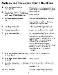Anatomy and Physiology Exam 3 Questions