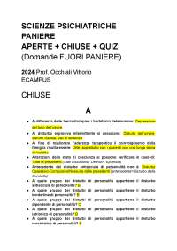PANIERE 2024 SCIENZE PSICHIATRICHE: CHIUSE + APERTE+ QUIZ LEZIONI (FUORI PANIERE)