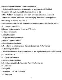 Organizational Behaviour Exam Study Guide
