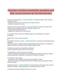 Literature revision examination questions and their correct answers for the best learners