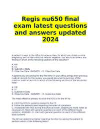 Regis nu650 final exam latest questions and answers updated 2024