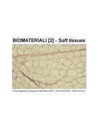 Biomateriali [2] - Soft tissues