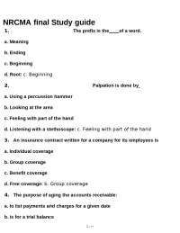 NRCMA final Study guide