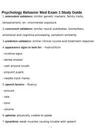 Psychology Behavior Med Exam 1 Study Guide