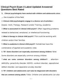 Clinical Psych Exam 4 Latest Updated Answered Questions Best Rated