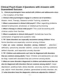 Clinical Psych Exam 4 Questions with Answers with Guaranteed Success