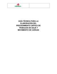 Guía técnica para la elaboración del procedimiento crítico de izaje y movimiento de cargas