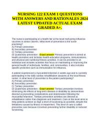 NURSING EXAM 4 FINAL - CHAPTER 17, 22, 24, 26, 27, 28, 29 WITH ANSWERS ALL CORRECT AND RAT