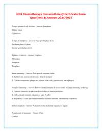 ONS Chemotherapy Immunotherapy Certificate Exam  Questions & Answers 2024/2025