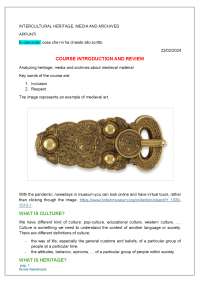 Appunti di Intercultural Heritage, media and archives