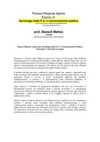 Paniere Risposte Aperte per Sociologia della P.A. e Comunicazione Politica | Sociologia