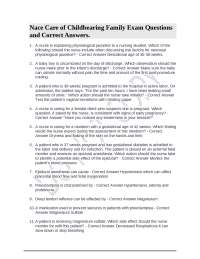Nace Care of Childbearing Family Exam Questions and Correct Answers.