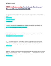 NCCT Medical Assisting Practice Exam Questions And  Answers GUARANTEED PASS 2024