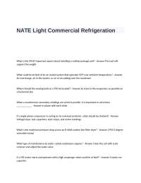 NATE Light Commercial Refrigeration Exam Questions and Correct Answers