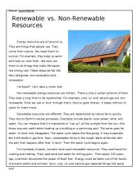 Renewable vs. Non-Renewable Resources