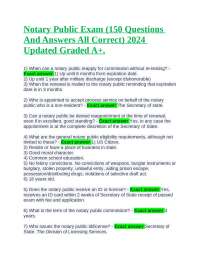 Notary Public Exam (150 Questions And Answers All Correct) 2024 Updated Graded A+.
