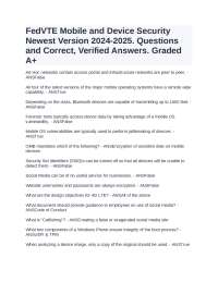 FedVTE Mobile and Device Security Newest Version 2024-2025. Questions and Answers.Grade A+