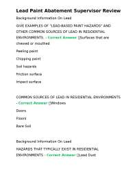 Lead Paint Abatement Supervisor Review