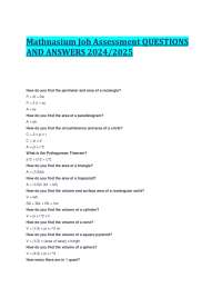 Mathnasium Job Assessment QUESTIONS AND ANSWERS 2024/2025