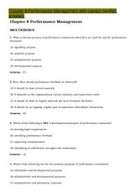 Performance Evaluation Purposes and Considerations
