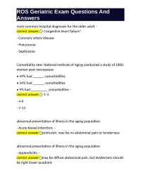 ROS Geriatric Exam Questions And Answers