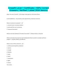Crossfit Level 1 Certificate | 100% Correct Answers | Verified | Latest 2024 Version