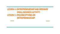 Entrepreneurship and Ordinary Small Business Activity