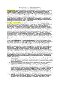 Riassunto Ricerca sociale e processi culturali