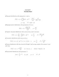 MAT2377 Final Exam - Formula Sheet