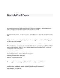 Biotech Final Exam Questions with Correct Answers