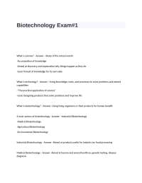 Biotechnology Exam #1