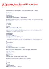 NC Pathology Exam- Funeral Director Exam Questions and Answers