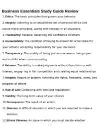 Business Concepts and Terminology