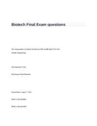 Biotech Final Exam Questions and Answers