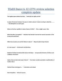 TExES Dance 6-12 (279) Review Solution