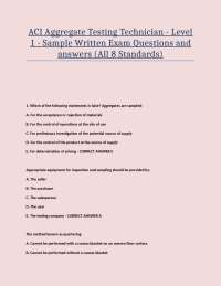 ACI Aggregate Testing Technician - Level 1 - Sample Written Exam Questions and answers (Al
