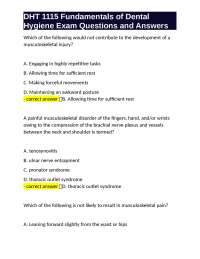 Fundamentals of Dental Hygiene Exam Questions and Answers