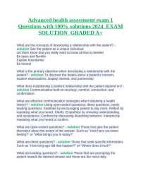 Advanced health assessment exam 1 Questions with 100% solutions 2024  EXAM SOLUTION  GRADE