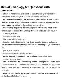 Dental Radiology M2 Questions with Answers