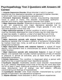 Psychopathology Test 2 Questions with Answers All Correct