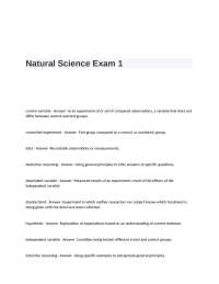 Natural Science Exam 1