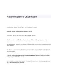 Natural Science CLEP Exam